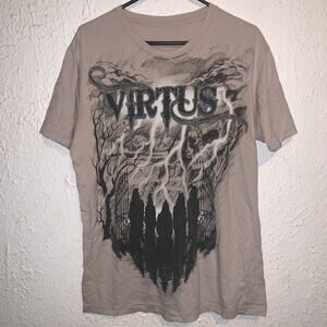 Vintage Y2K Virtus Death To The Wicked Druid Skull Tribal Goth Emo Shirt XL